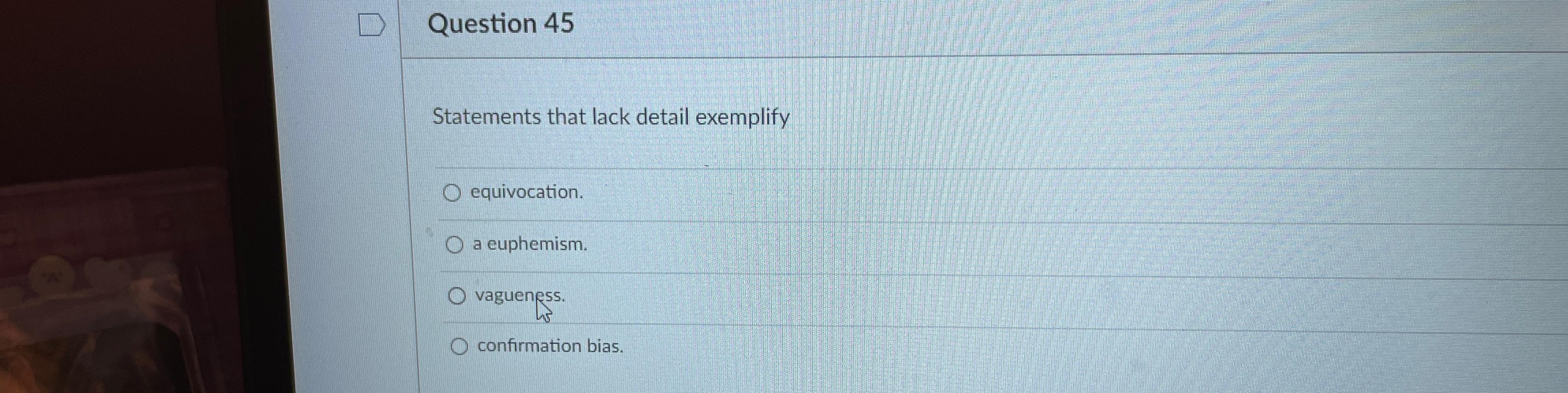 Solved Question 45Statements that lack detail | Chegg.com