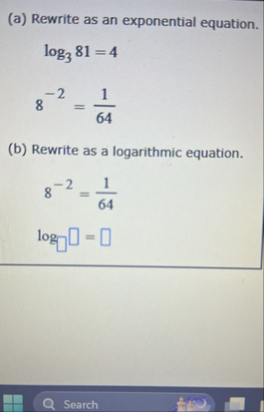 Solved (a) ﻿Rewrite as an exponential | Chegg.com