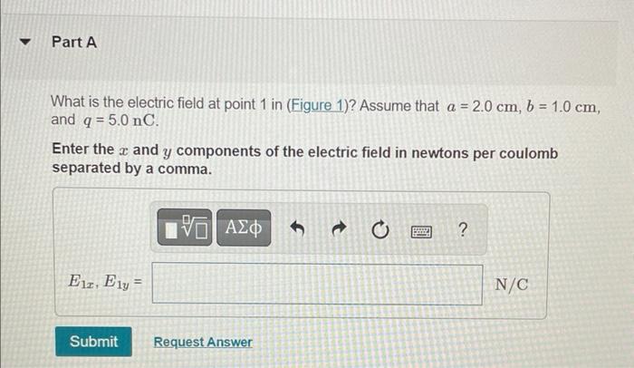 Solved y aWhat is the electric field at point 1 in (Figure | Chegg.com