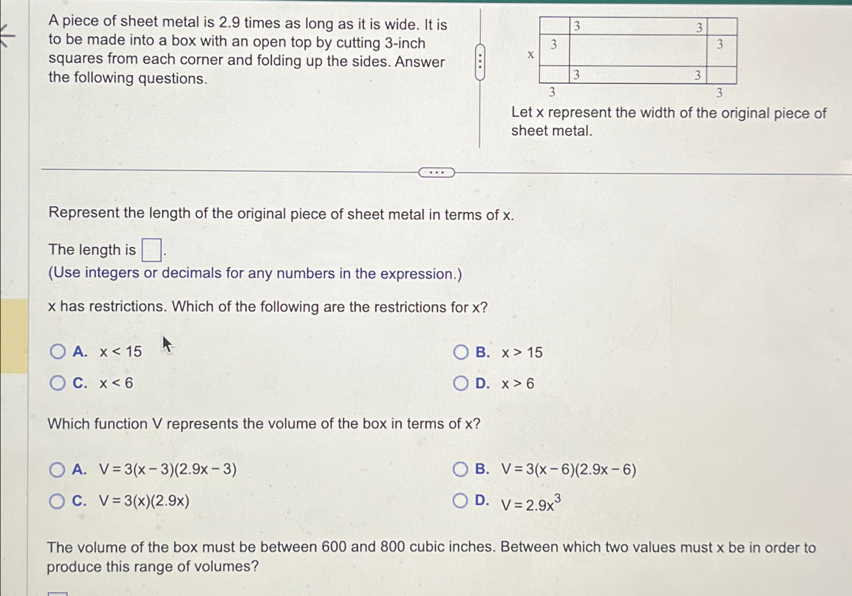 solved-a-piece-of-sheet-metal-is-2-9-times-as-long-as-it-is-chegg
