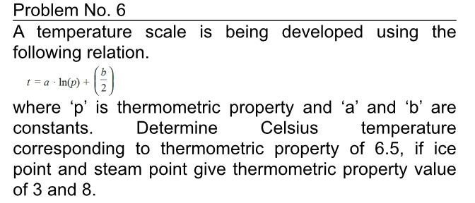 Solved Problem No. 6 A temperature scale is being developed | Chegg.com