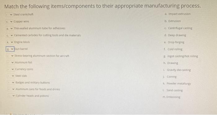 Solved Match the following items/components to their | Chegg.com