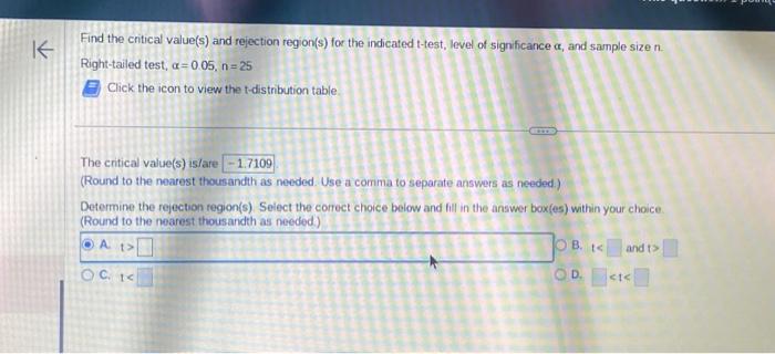 Solved Find the critical value(s) and rejection region(s) | Chegg.com
