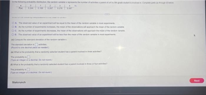 in the following probability darbation, the random | Chegg.com