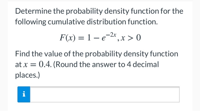 Solved Determine The Probability Density Function For The | Chegg.com