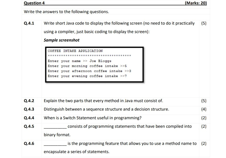 Short Java Code