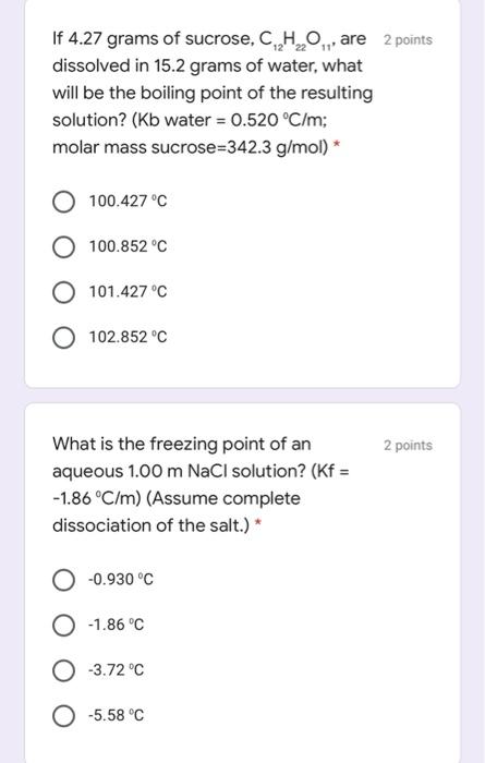 Solved If 4.27 grams of sucrose, C,H,O,,, are 2 points | Chegg.com