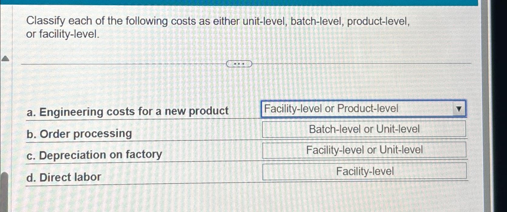 Solved Classify each of the following costs as either | Chegg.com