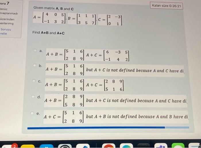 Solved Given Matrix A, B And C | Chegg.com