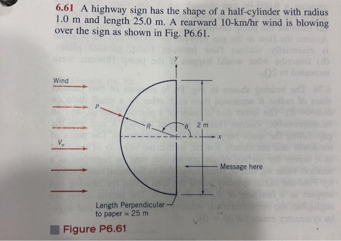 Solved 6 61 A Highway Sign Has The Shape Of A Half Cylind Chegg Com