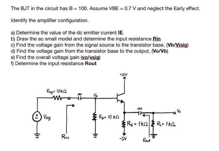 Solved The BJT In The Circuit Has B=100. Assume VBE =0.7 V | Chegg.com