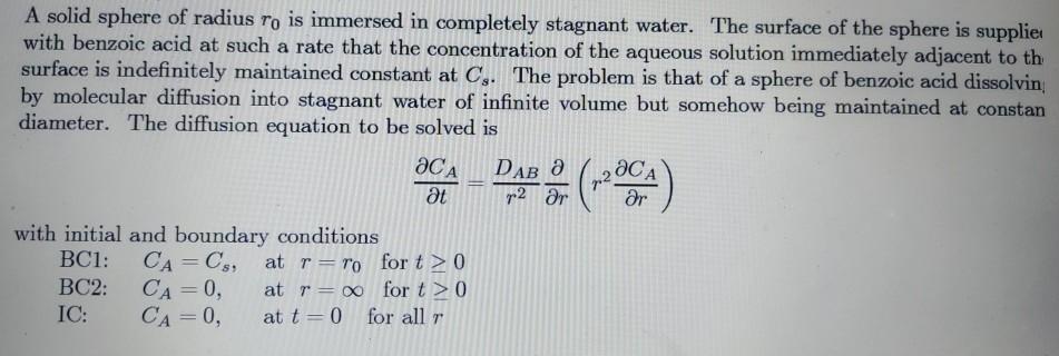 A solid sphere of radius ro is immersed in completely | Chegg.com