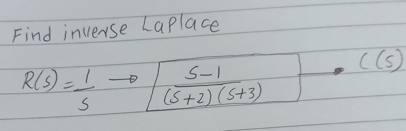 Solved Find inverse LaplaceR(s)=1s→s-1(s+2)(s+3) c(s) | Chegg.com