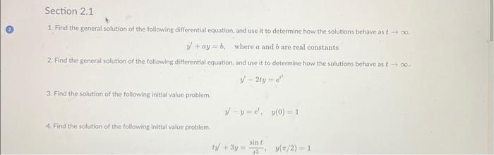 Solved 1. Find the general solution of the following | Chegg.com