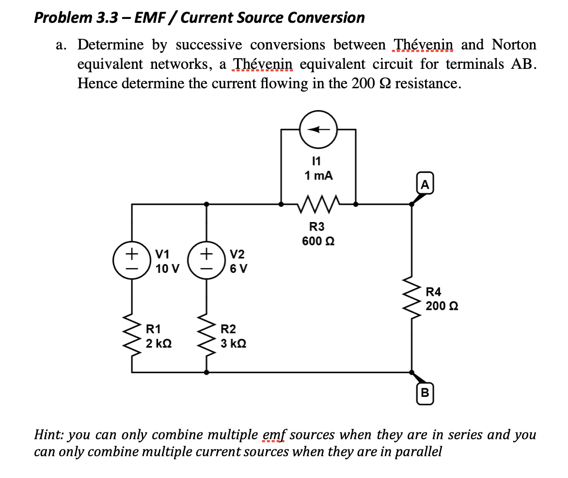 Solved Problem 3.3-EMF / ﻿Current Source Conversiona. | Chegg.com