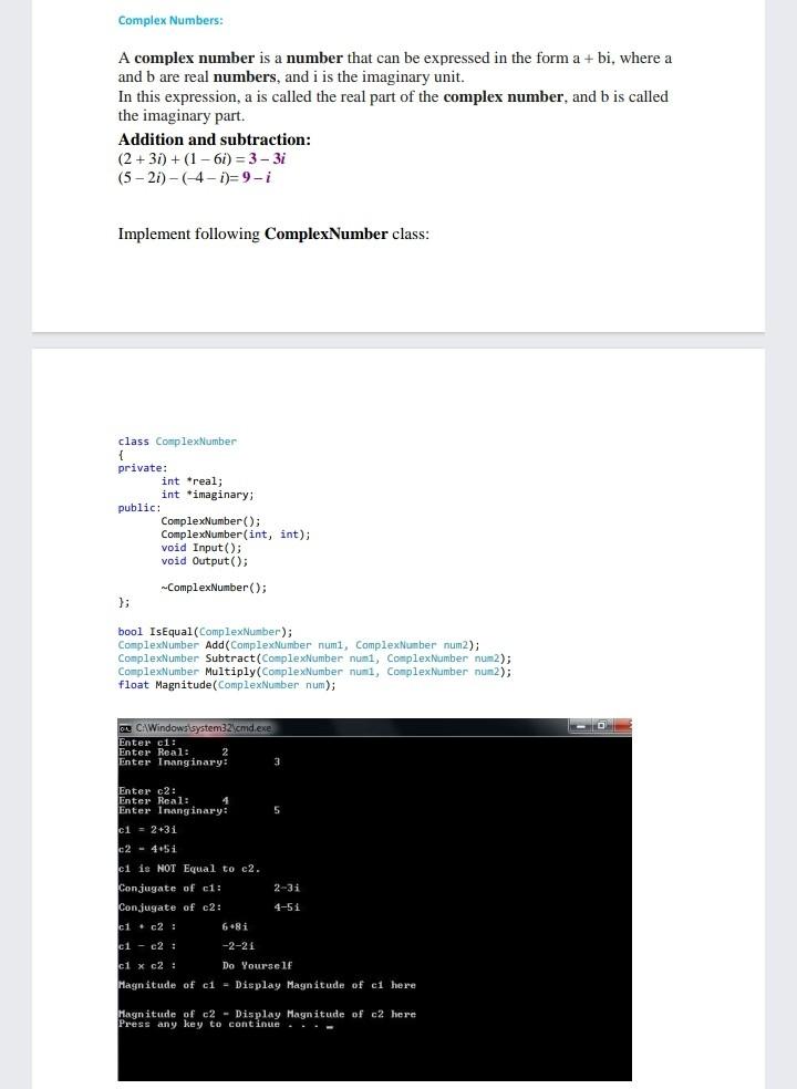 Solved Complex Numbers: A complex number is a number that | Chegg.com