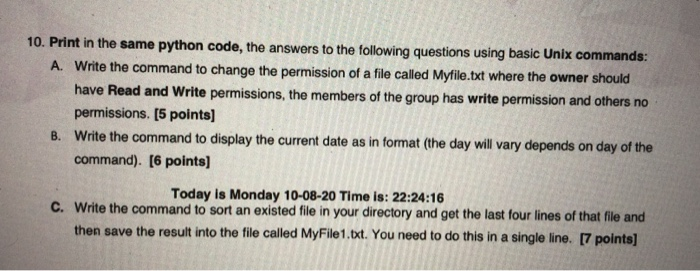 Solved 10. Print in the same python code, the answers to the | Chegg.com