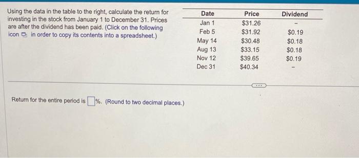 Solved Using the data in the table to the right, calculate | Chegg.com