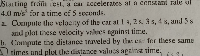 Solved Starting from rest, a car accelerates at a constant | Chegg.com