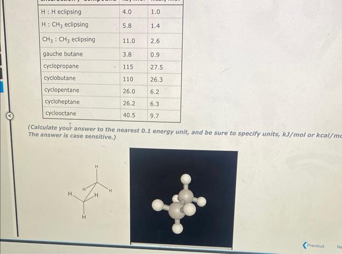 Solved Calculate strain energy for the conformer pictured | Chegg.com