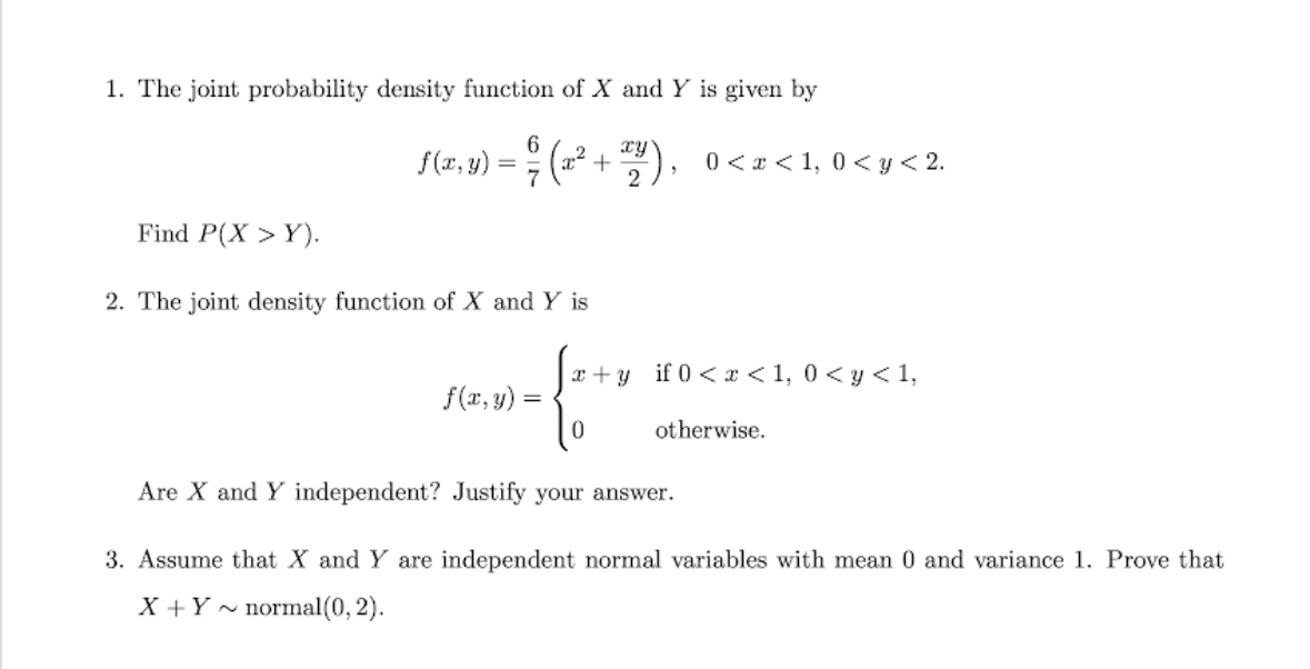 Solved The joint probability density function of x ﻿and Y | Chegg.com