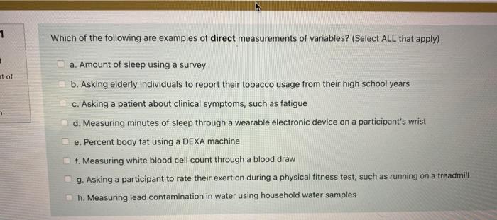 Solved ។ Which of the following are examples of direct | Chegg.com