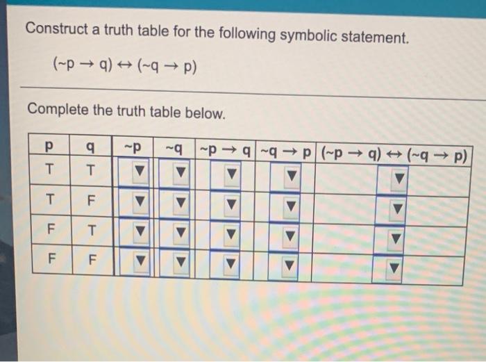 Solved Construct a truth table for the following symbolic | Chegg.com