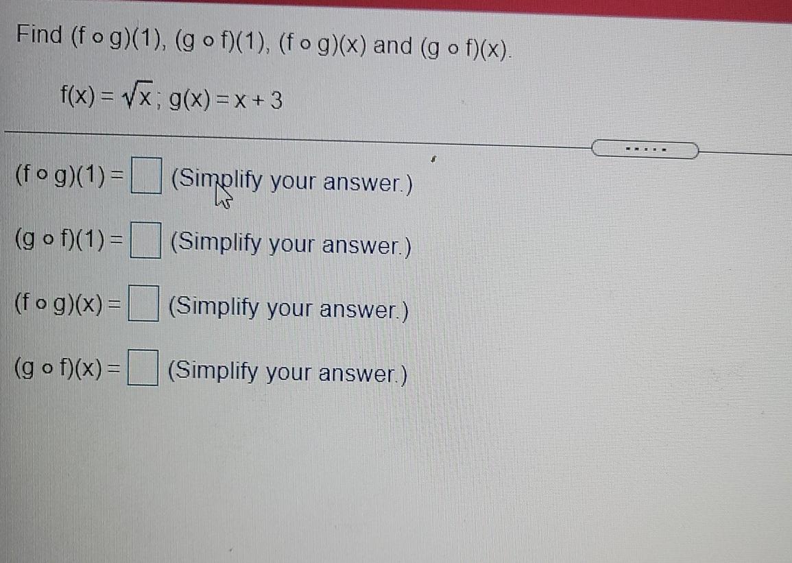 Solved Find Fog 1 Gof 1 Fog X And Gof X F X