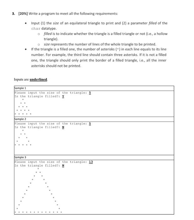 Solved 3. [20%] Write a program to meet all the following | Chegg.com
