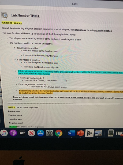 Solved Labs Lab Number THREE Functions Program You will be | Chegg.com