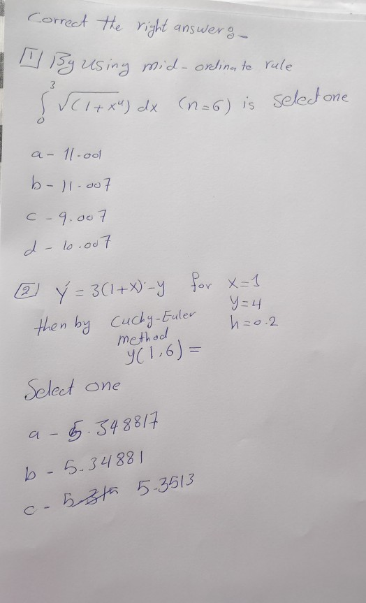 Solved Correct The Right Answer C By Using Mid Ordinate V Chegg Com
