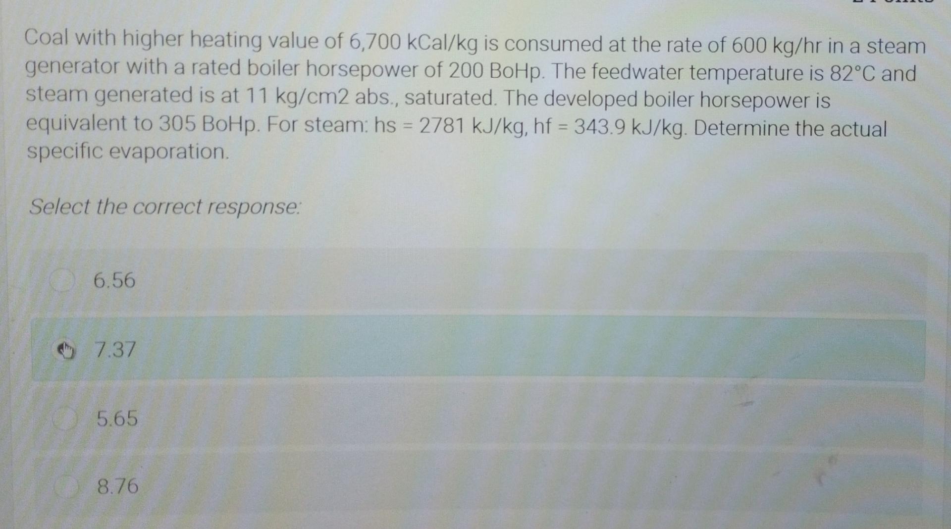 Solved Coal with higher heating value of 6,700 kcal/kg is