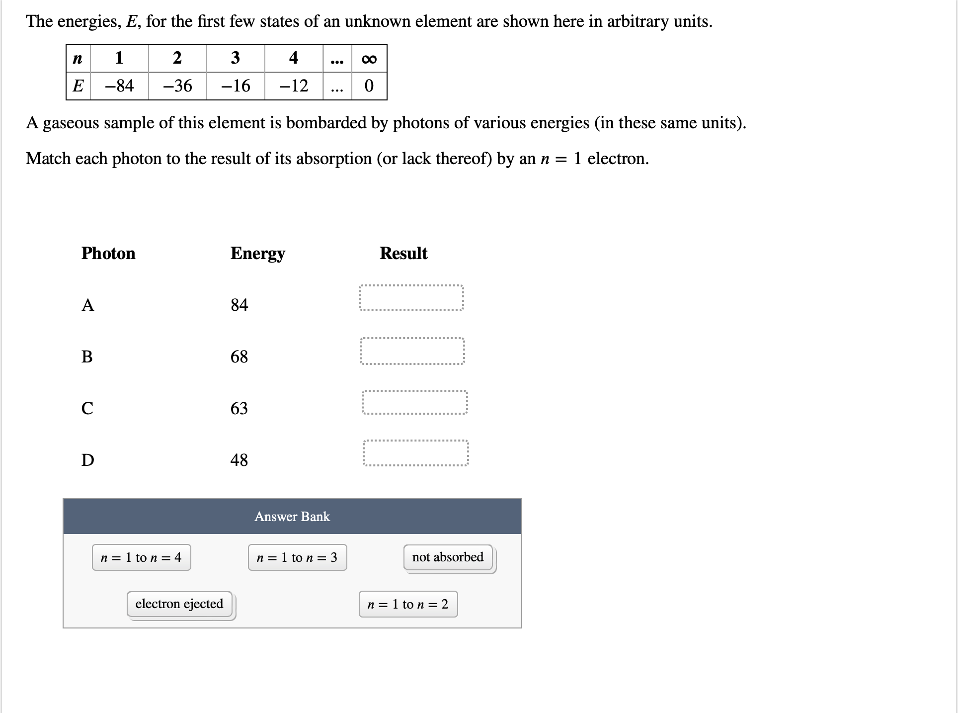 Solved The energies, \( ﻿E \), ﻿for the first few states of | Chegg.com