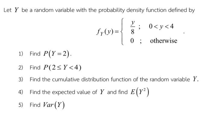 Solved Let Y be a random variable with the probability | Chegg.com