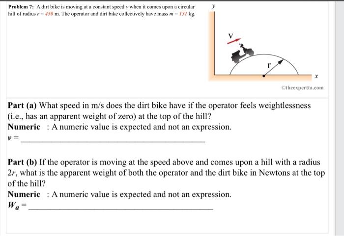 Solved y Problem 7: A dirt bike is moving at a constant | Chegg.com