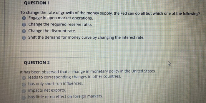 Solved QUESTION 1 To change the rate of growth of the money | Chegg.com