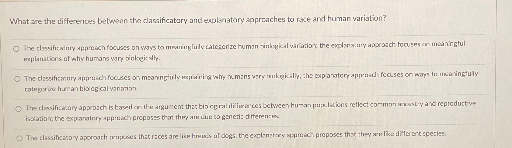 Solved What are the differences between the classificatory | Chegg.com
