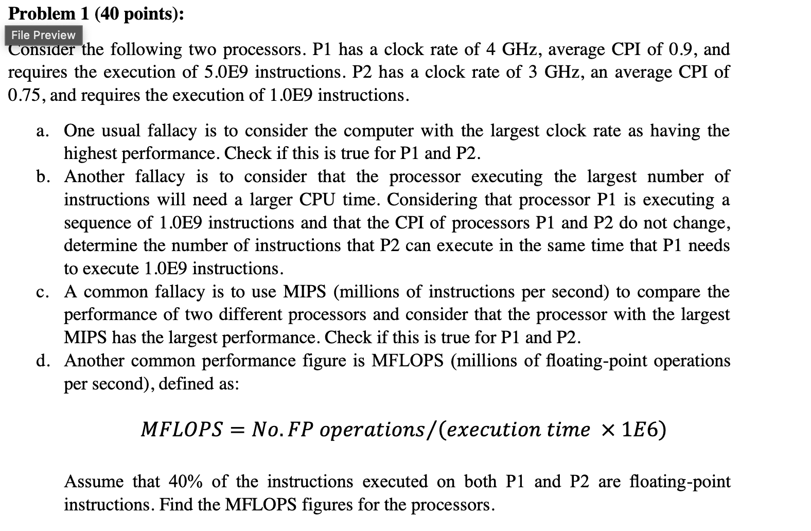 Solved Problem 1 (40 ﻿points):File PreviewConsider the | Chegg.com