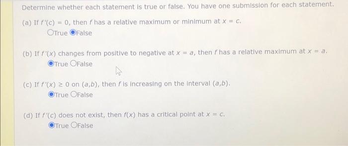 Solved Determine whether each statement is true or false. | Chegg.com