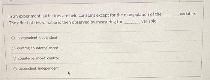 factors held constant in an experiment