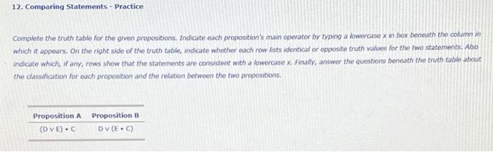 Complete The Truth Table For The Given Propositions. | Chegg.com