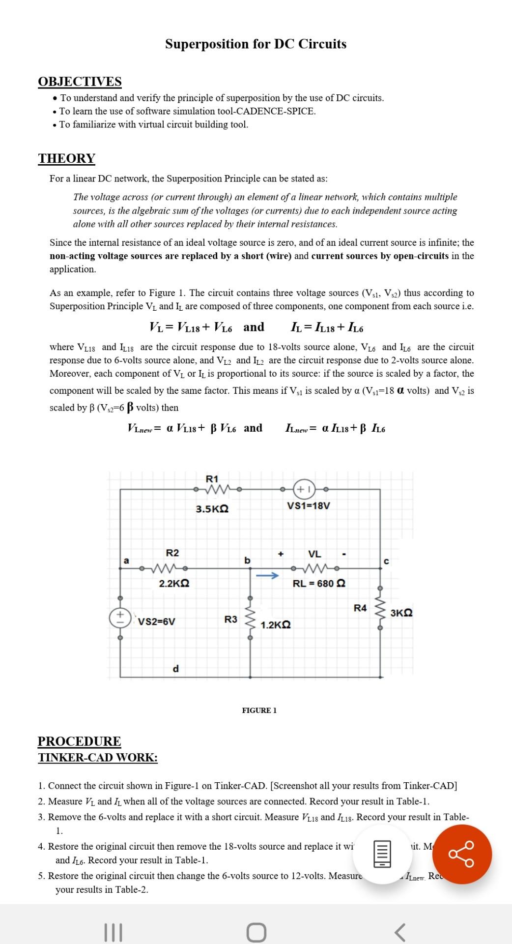 Solved Superposition for DC Circuits OBJECTIVES • To | Chegg.com
