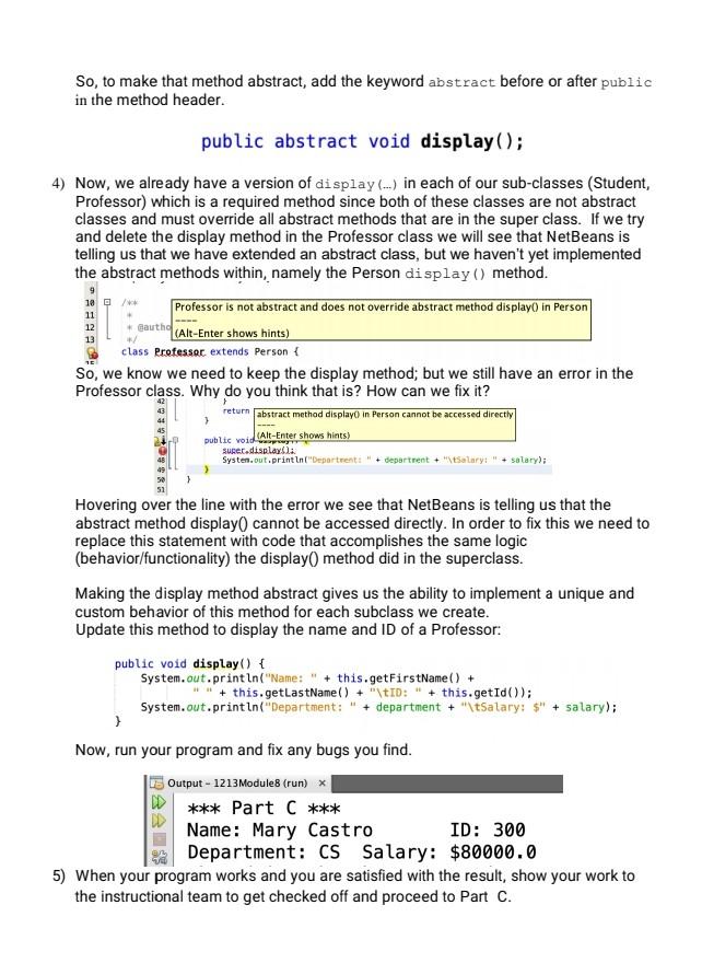 Solved ITSC 1213 - Abstraction and Interfaces Introduction | Chegg.com