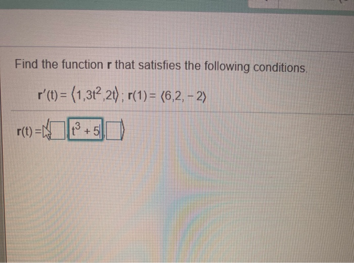 Solved Find the function r that satisfies the following | Chegg.com