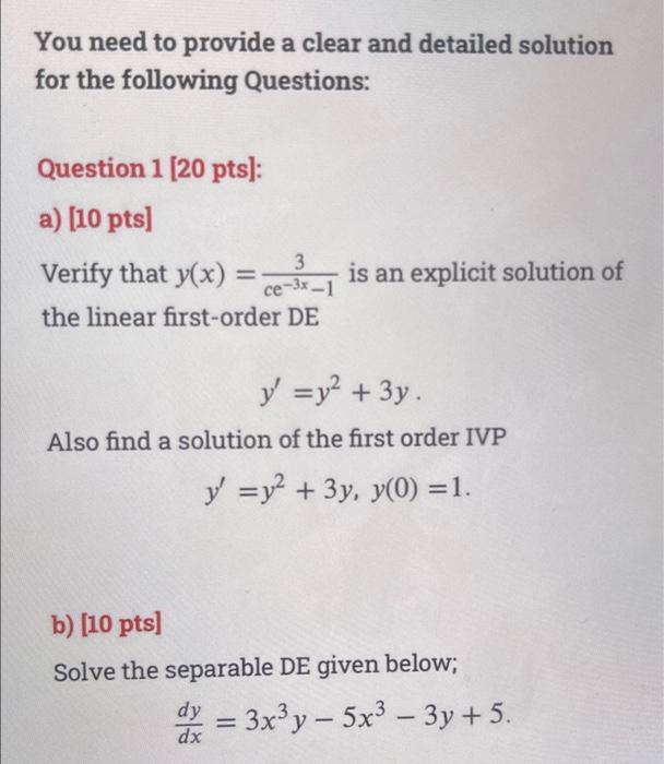 Solved You need to provide a clear and detailed solution for | Chegg.com