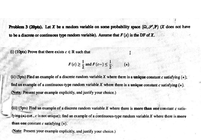 Problem 3 (20pts). Let X be a random variable on some | Chegg.com