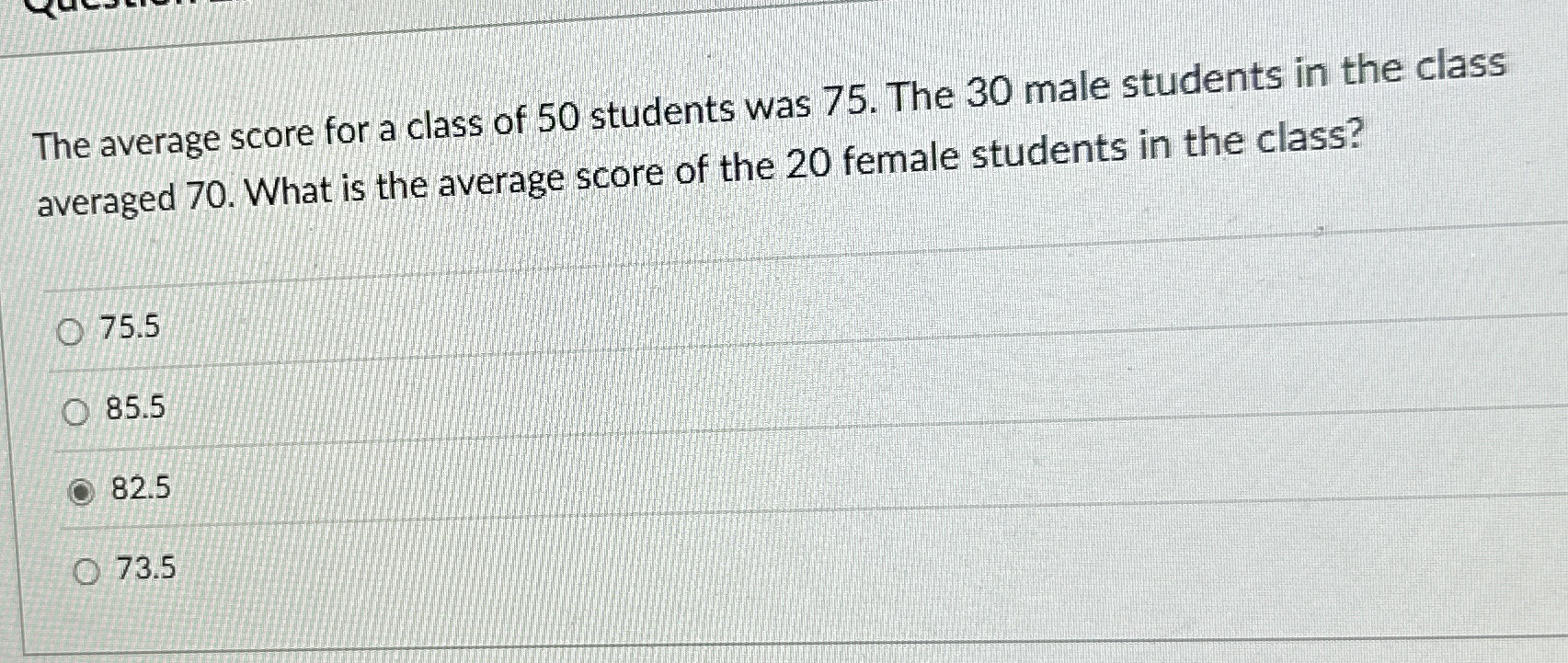 Solved The average score for a class of 50 ﻿students was | Chegg.com