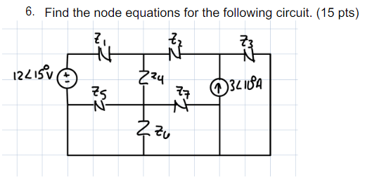 Solved Find the node equations for the following circuit. | Chegg.com