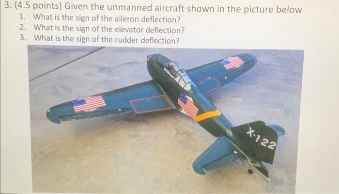 Solved (4.5 points) Given the unmanned aircraft shown in the | Chegg.com