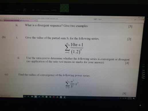 Solved ii. What is a divergent sequence? Give two examples | Chegg.com